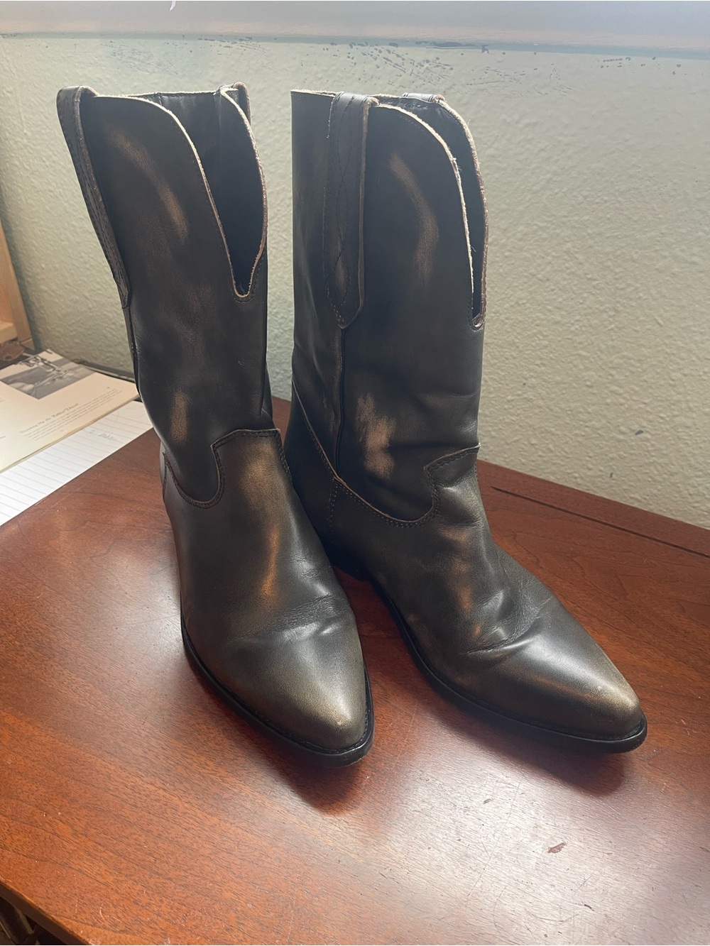 Women's Black Leather Western Boots